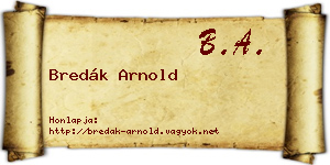 Bredák Arnold névjegykártya